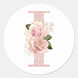 Adesivo Monograma Floral Brilhante Rosa Dourado Feminino I