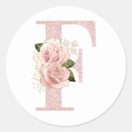 Adesivo Monograma Floral Brilho Rosa Dourado Feminino F
