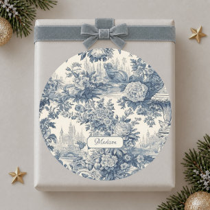 Adesivo Monograma Floral Chic Azul Vintage
