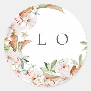 Adesivo Monograma Floral de Aquarela de Casamento Primaver