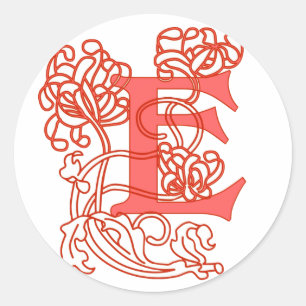 Adesivo Monograma floral de "E" de Nouveau da arte