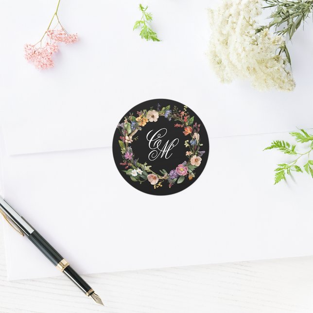 Adesivo Monograma Floral de Fora de Arte Fina (Criador carregado)