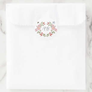 Adesivo Monograma Floral de Frutas Vermelhas e Rosas