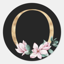 Adesivo Monograma floral de magnólia em ouro A