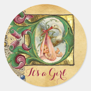 ADESIVO MONOGRAMA FLORAL DO PERGAMINHO DO CHÁ DE FRALDAS