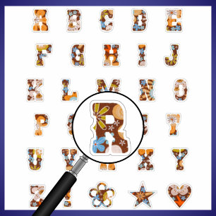 Adesivo Monograma Floral do Tema Ocidental Letras alfabé