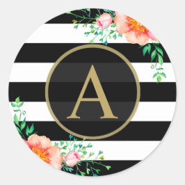 Adesivo Monograma Floral Dourado Monograma Preto - Faixa B