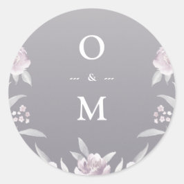 Adesivo Monograma floral elegante de prata Chinoiserie