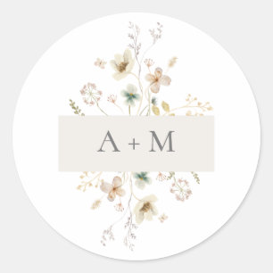 Adesivo Monograma Floral Elegante e Delicado para Casament