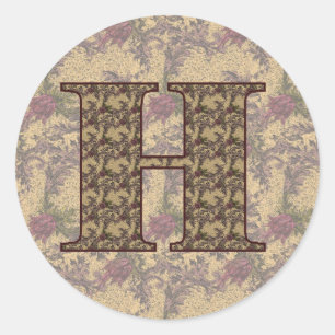 Adesivo Monograma Floral Inicial H Elegante