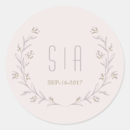 Adesivo Monograma floral lilático rústico de casamento ele