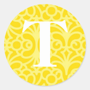 Adesivo Monograma floral ornamentado - letra T