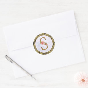 Adesivo Monograma Floral Personalizado, De A a Z Dourado P