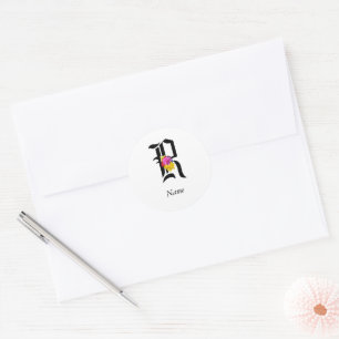 Adesivo Monograma Floral Personalizado R + Nome Selo de En