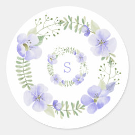 Adesivo Monograma Floral Roxo em Aquarela Elegante