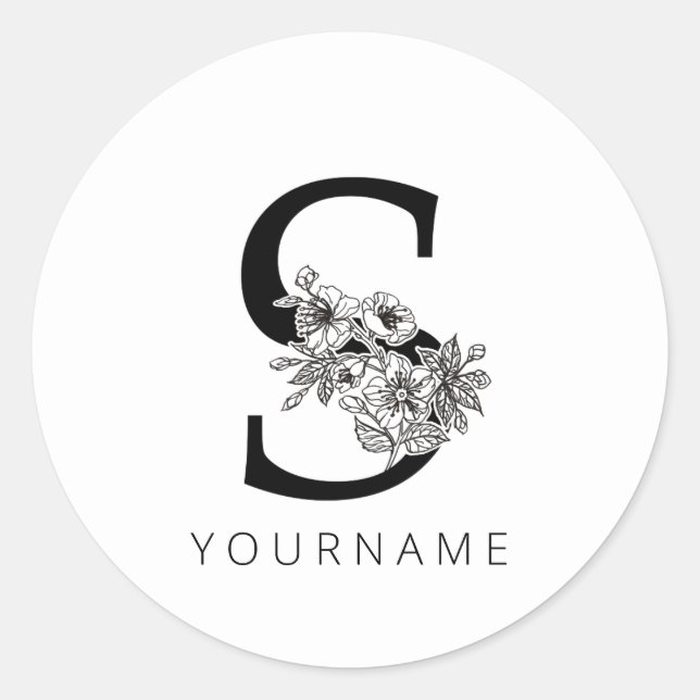 Adesivo Monograma Floral S Sakura Cherry Blossoms (Frente)