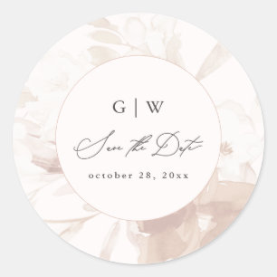 Adesivo Monograma Floral Suave e Casamento de Data