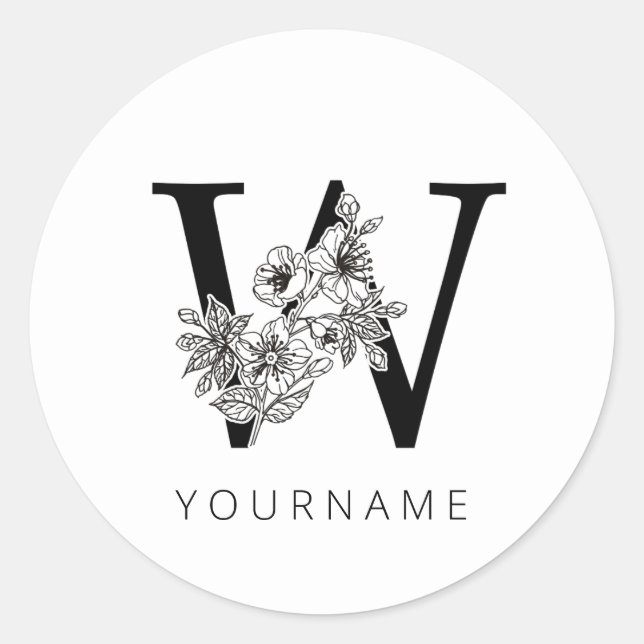 Adesivo Monograma Floral W Sakura Cherry Blossoms (Frente)