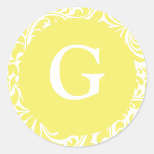 Adesivo Monograma G Convite Personalizável Amarelo Claro