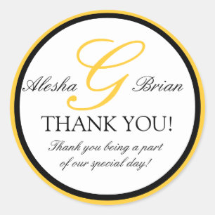Adesivo Monograma G Favor de Casamento Obrigado Stickers