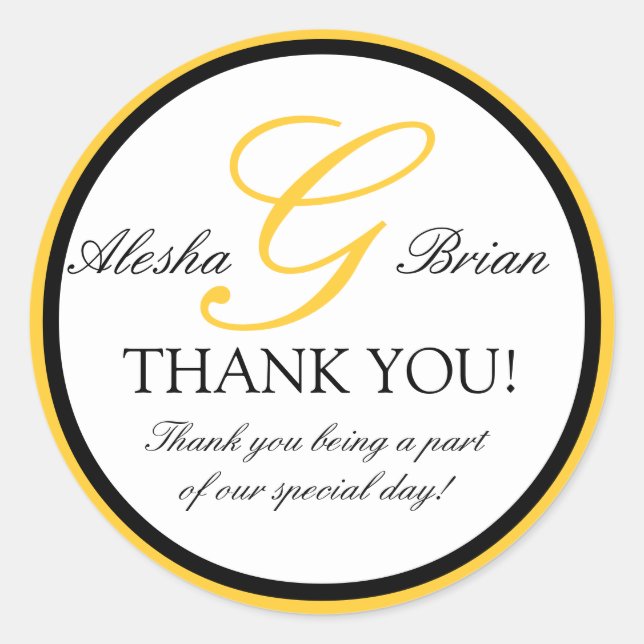 Adesivo Monograma G Favor de Casamento Obrigado Stickers (Frente)