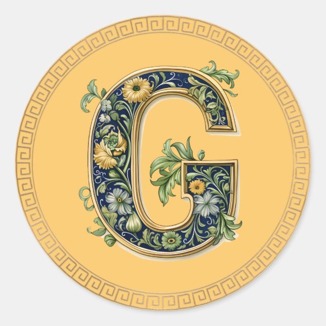 Adesivo Monograma G florado gerado por AI (Frente)