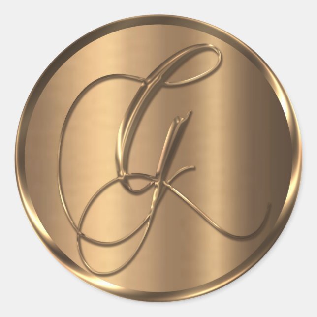 Adesivo Monograma G Selo de Envelope de Bronze Não METÁLIC (Frente)