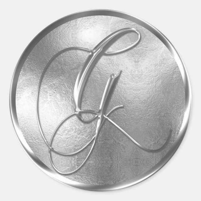 Adesivo Monograma G Selo de Envelope Silver NONMETÁLICO (Frente)