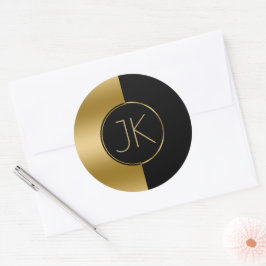 Adesivo Monograma Geométrico Dourado e Design Preto Modern