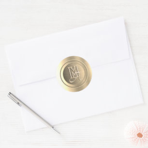 Adesivo Monograma Gravado em Aço Dourado Metálico