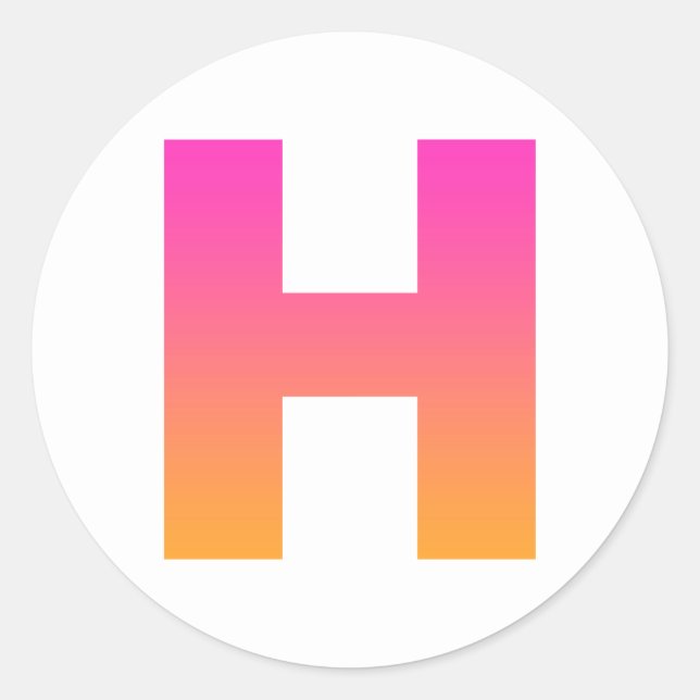 Adesivo Monograma H de Gradação Laranja Rosa (Frente)