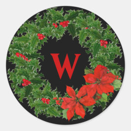 Adesivo Monograma Holly Wreath Natal em Preto