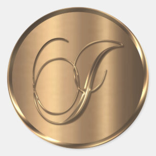 Adesivo Monograma I Selo de Envelope de Bronze Não METÁLIC