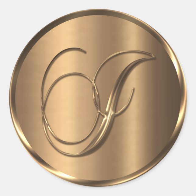Adesivo Monograma I Selo de Envelope de Bronze Não METÁLIC (Frente)