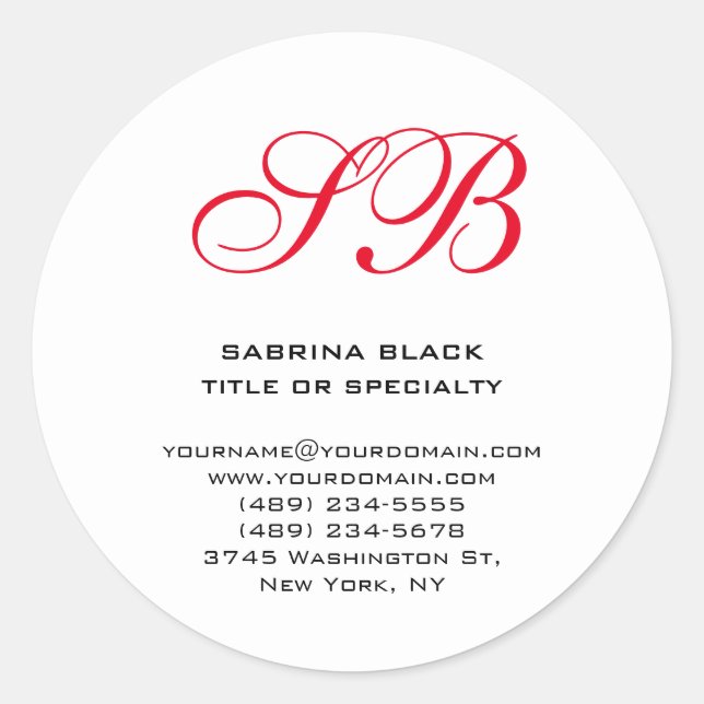 Adesivo Monograma Iniciais Nome Endereço Correio Eletrônic (Frente)