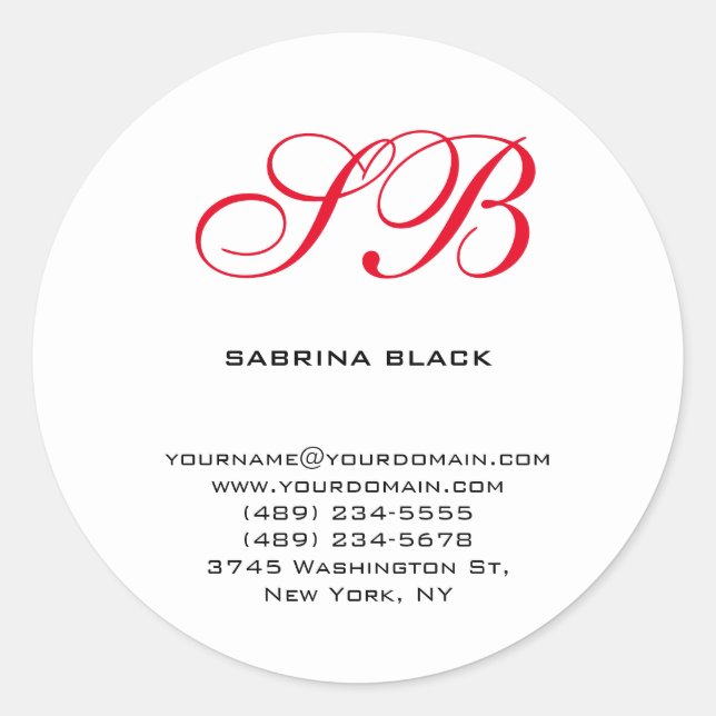 Adesivo Monograma Iniciais Nome Endereço Correio Eletrônic (Frente)