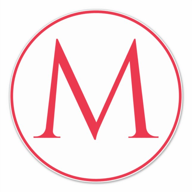 Adesivo Monograma Iniciais Nome Personalizado Branco Verme (Frente)