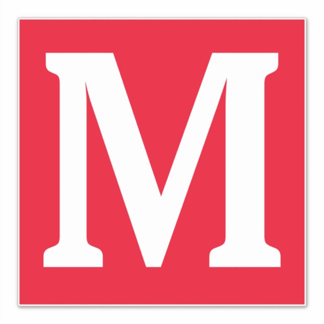 Adesivo Monograma Iniciais Red White Bold Nome Personaliza (Frente)