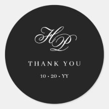 Monograma inicial Casamento preto e branco