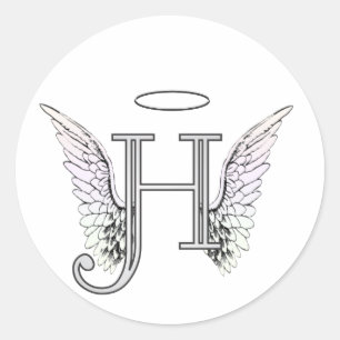 Adesivo Monograma inicial da letra H com asas & halo do