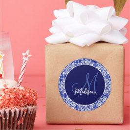 Adesivo Monograma inicial de cinzas azul-na moda