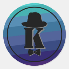 Adesivo Monograma Inicial De Omã Azul Para Homens