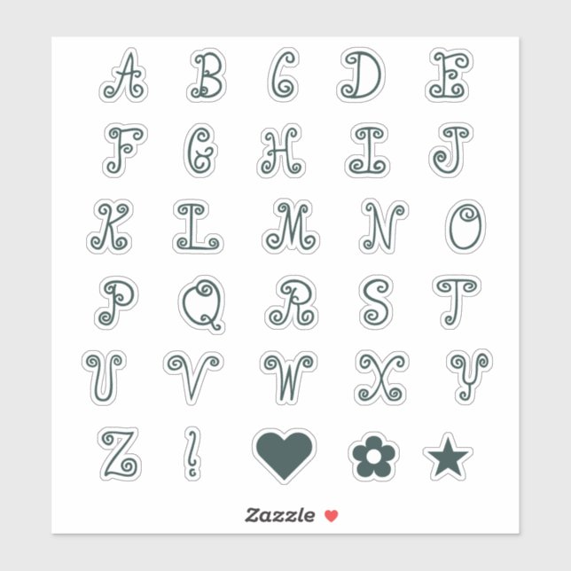 Adesivo Monograma inicial do alfabeto verde florestal suav (Folha)