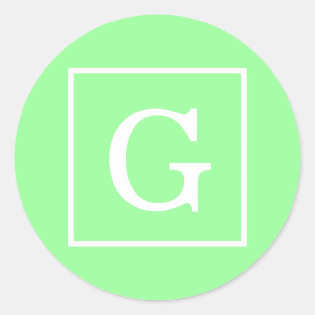 Adesivo Monograma inicial do Mint Green White (Frente)