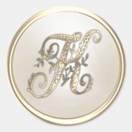 Adesivo Monograma inicial do Ornamentado de marfim Dourado