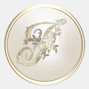 Adesivo Monograma inicial do Ornamentado de marfim Dourado