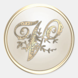 Adesivo Monograma inicial do Ornamentado de marfim Dourado