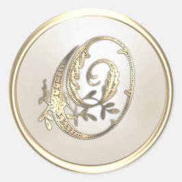 Adesivo Monograma inicial do Ornamentado de Marfim Dourado