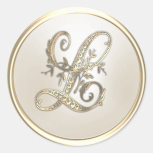 Adesivo Monograma inicial do Ornamentado de marfim Dourado