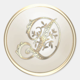 Adesivo Monograma Inicial do Ornamentado de Marfim e Doura